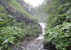 Водопады на реке Чеховка (выше Шуйского вдпд) у подножья г. Спамберга (Шпамберга) на Сахалине