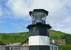 Маяк Кайба То на острове Монерон в Татарском проливе Сахалинской области