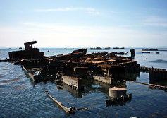 Кладбище кораблей в посёлке Озерский на Сахалине