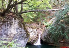 Тисовый водопад в Большом каньоне Крыма