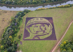 Агроизображение лика космонавта Андрияна Николаева