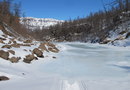 Каньон залитый замерзшей наледью на реке Хойси. Конец апреля.