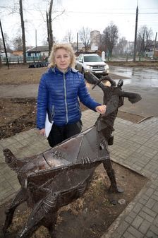 металлическая скульптура "Коза"