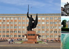 Центральная площадь и памятник Борцам за власть Советов в 1918-1922гг в Уссурийске 
